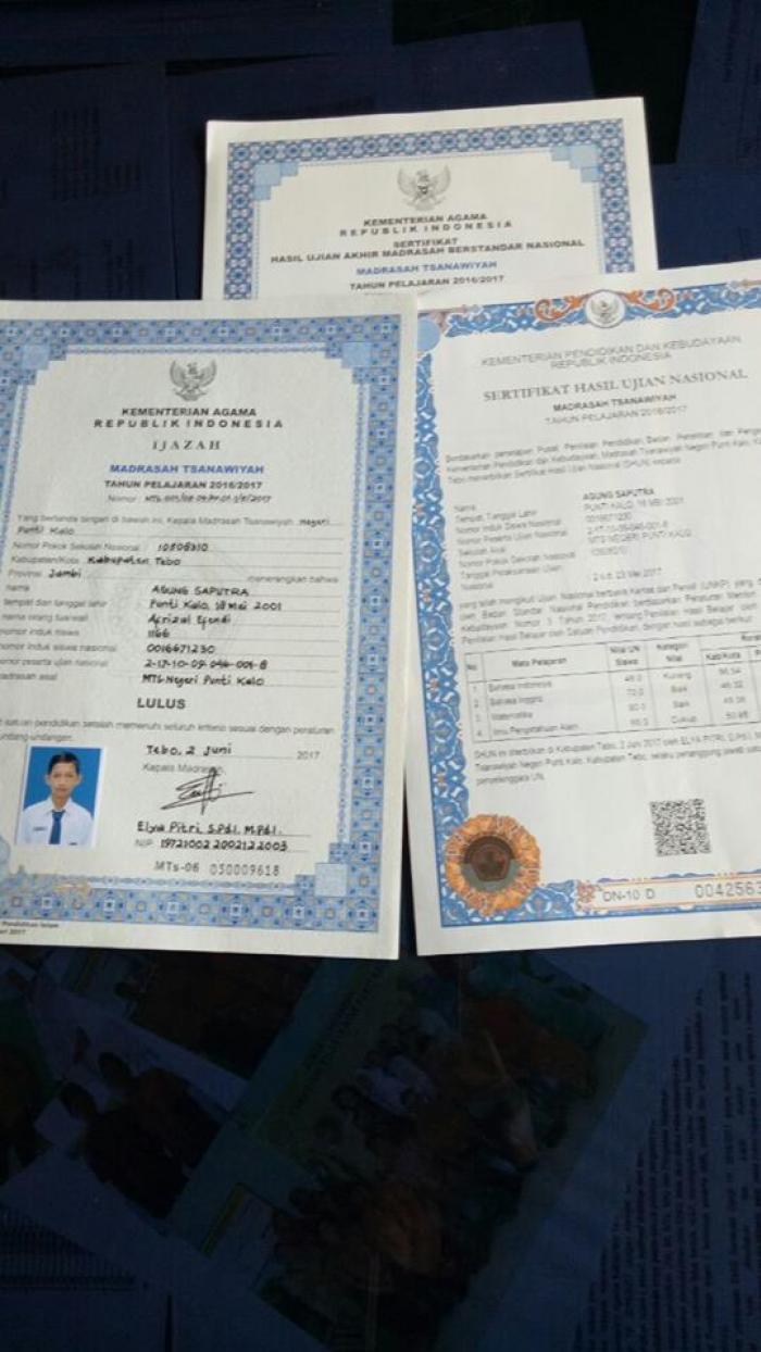 MTsN Punti Kalo Segera Distribusikan Ijazah, SHUN, dan SHUMBN 