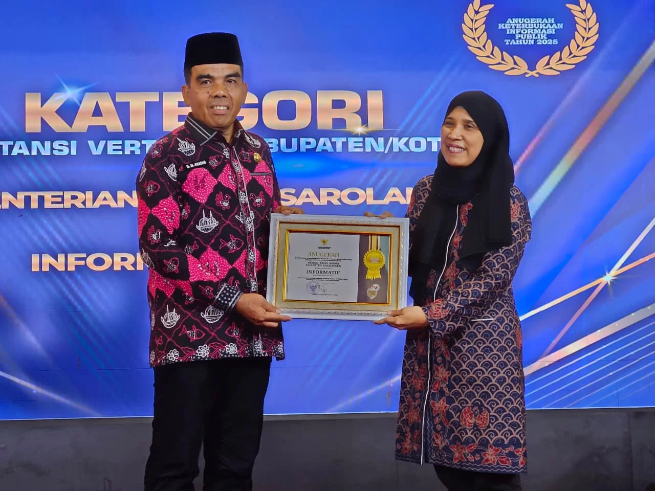 Skor Tertinggi Keterbukaan Informasi. Kemenag Sarolangun Dianugerahi Informatif